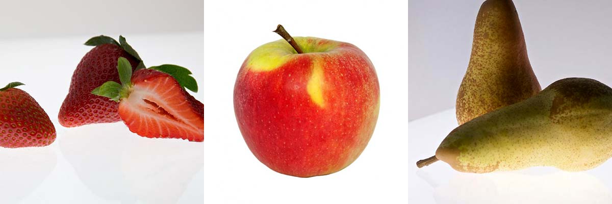 Erdbeer, Apfel, Birne